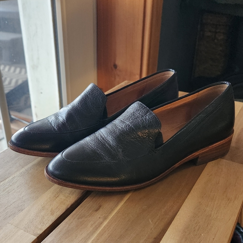 Black Leather Madewell Frances Loafers size 6 - Picture 3 of 8